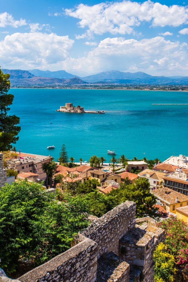 Old Venetian fortress Bourtzi in Nafplio, Greece